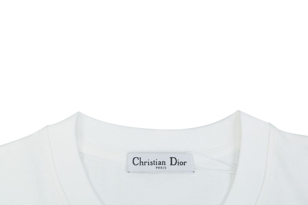 Dior Striped Faux Pocket Short-Sleeve T-Shirt – White
