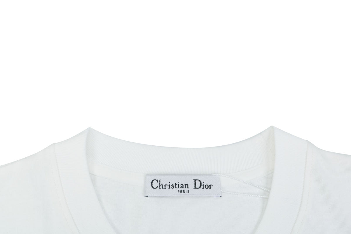 Dior Striped Faux Pocket Short-Sleeve T-Shirt – White