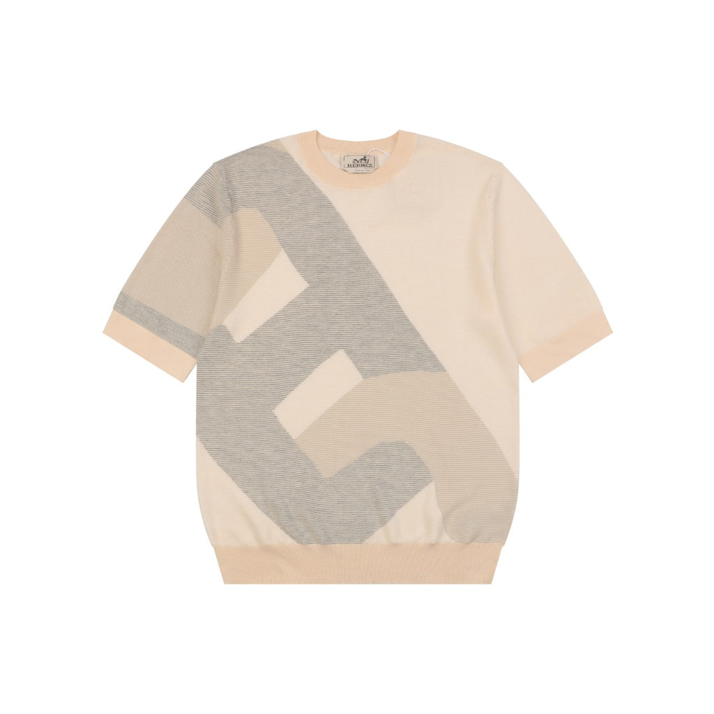 Hermès H-Buckle Jacquard Short-Sleeve Knit Top – Cream
