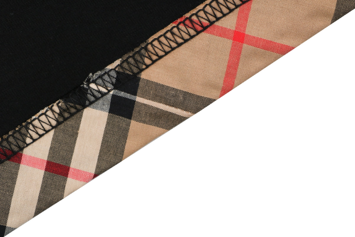 Burberry Tartan Trim Equestrian Knight Embroidered T-Shirt – Black