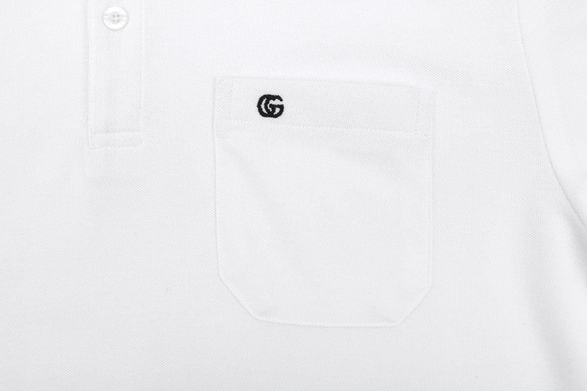 Gucci Double G Pocket Polo Shirt – White