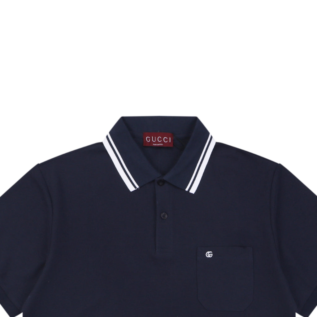 Gucci Double G Pocket Polo Shirt – Navy