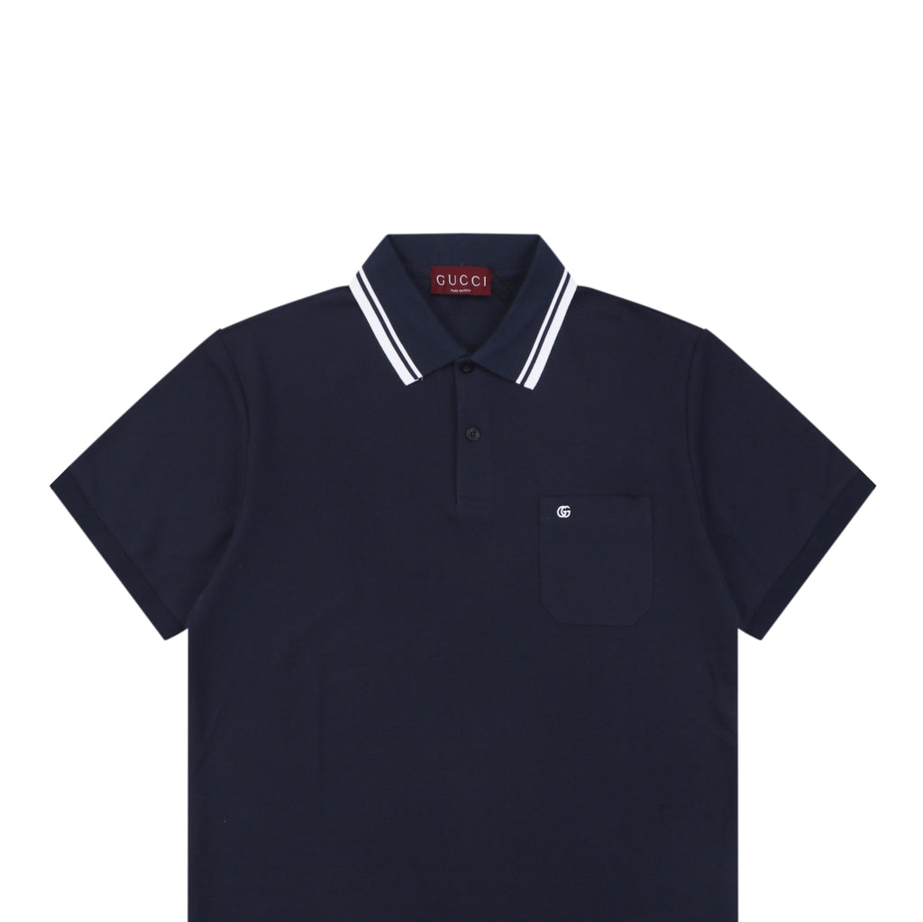 Gucci Double G Pocket Polo Shirt – Navy