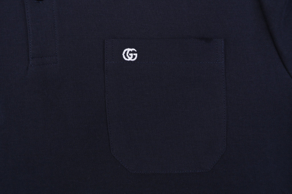 Gucci Double G Pocket Polo Shirt – Navy