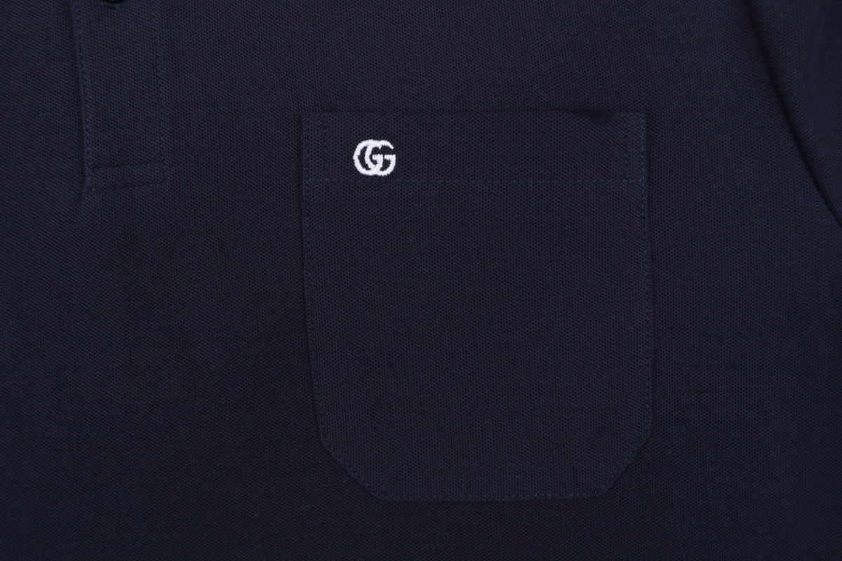 Gucci Double G Pocket Polo Shirt – Navy