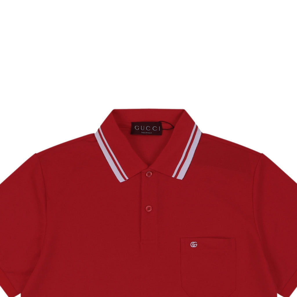 Gucci Double G Pocket Polo Shirt – Red