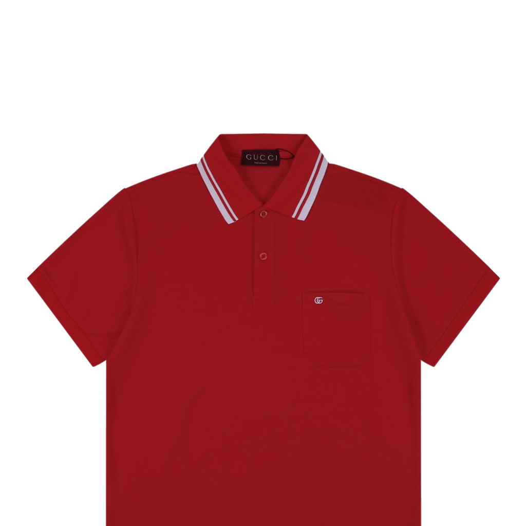Gucci Double G Pocket Polo Shirt – Red