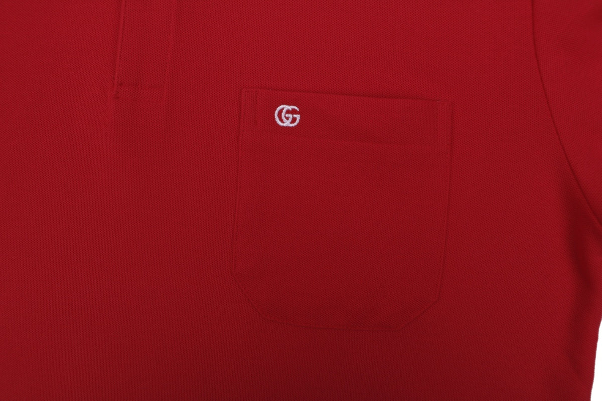 Gucci Double G Pocket Polo Shirt – Red