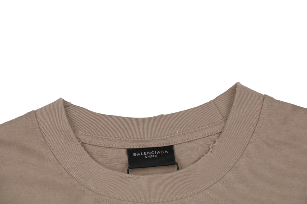 Balenciaga 25SS BB Logo Embroidered Tee – Khaki / Pink
