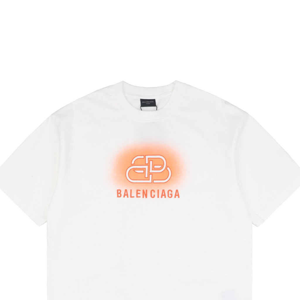 Balenciaga 25SS BB Logo Embroidered Tee – White / Orange