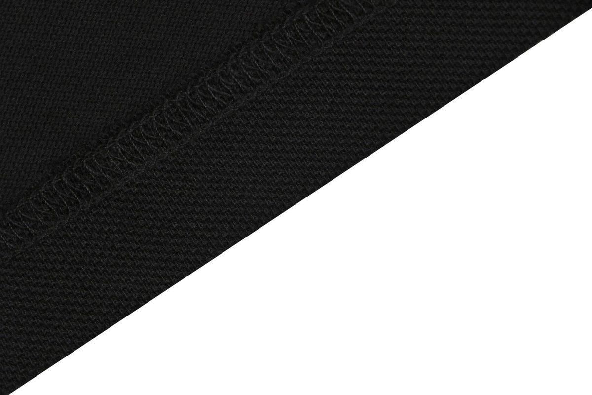 Prada Jacquard Medal Badge Contrast Collar Polo Shirt – Black
