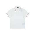 Prada Jacquard Medal Badge Contrast Collar Polo Shirt – White