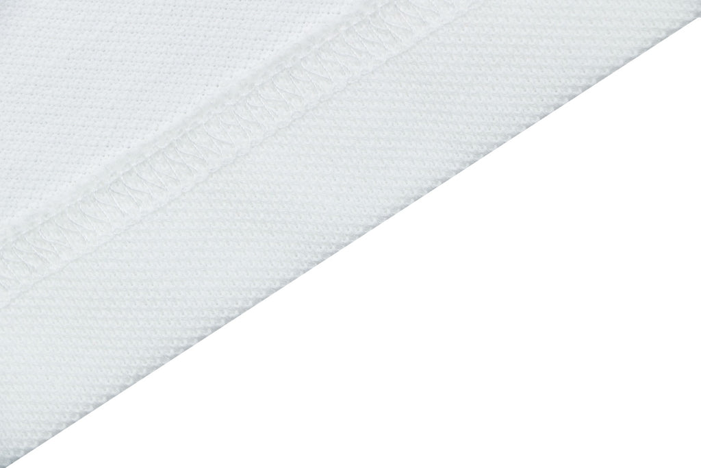 Prada Jacquard Medal Badge Contrast Collar Polo Shirt – White