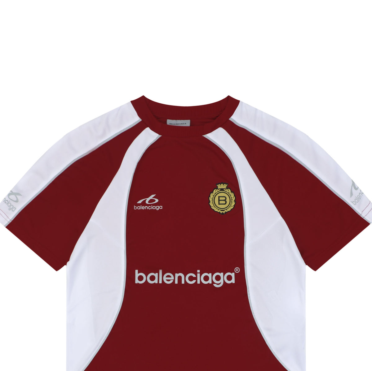 Balenciaga Wheat Ear BB Crest Soccer Jersey Tee – Burgundy / White