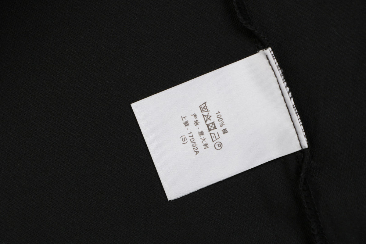 Dior Cursive Script Logo Embroidered Tee – Black