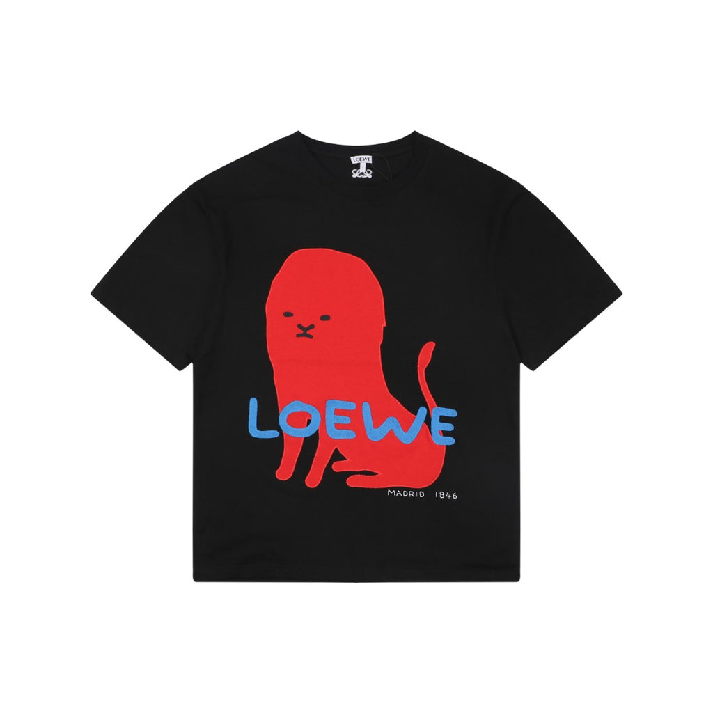 Loewe Big Red Beast Appliqué Embroidered Tee – Black