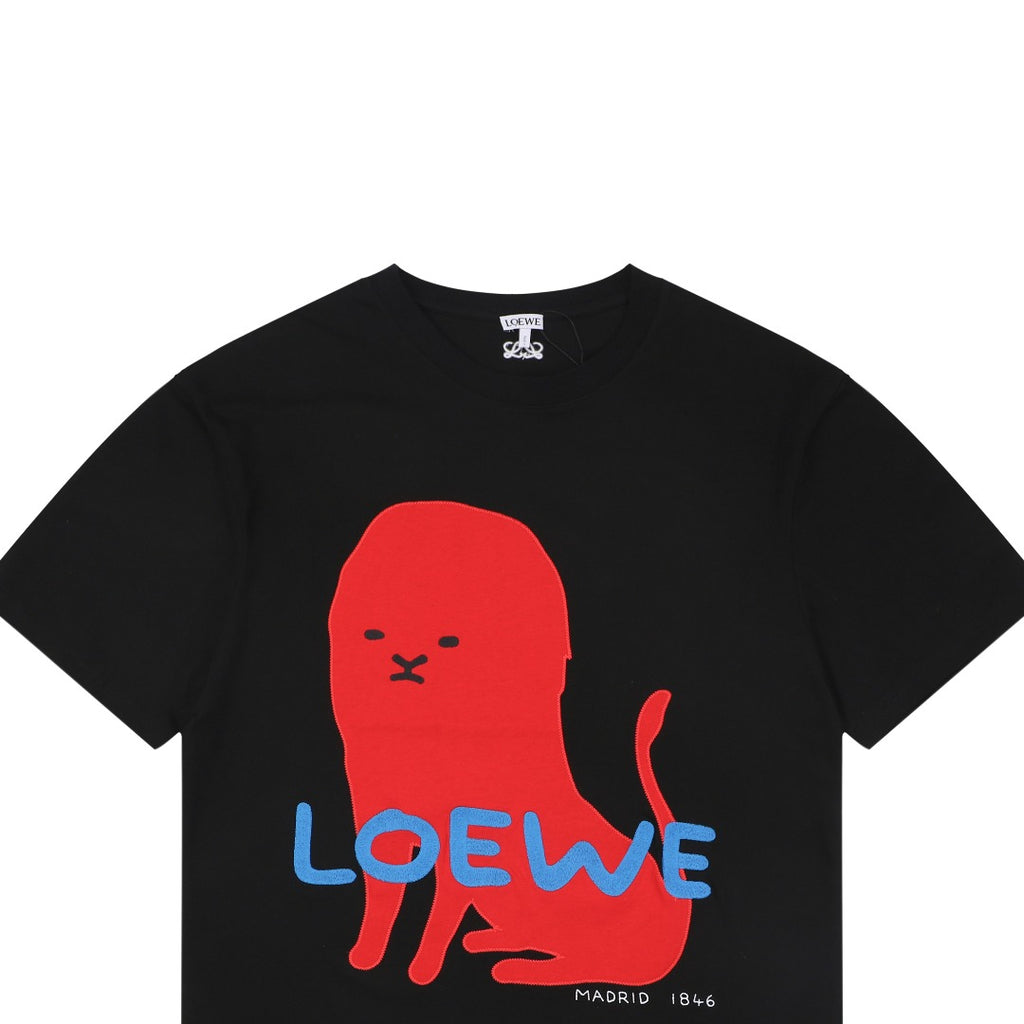 Loewe Big Red Beast Appliqué Embroidered Tee – Black