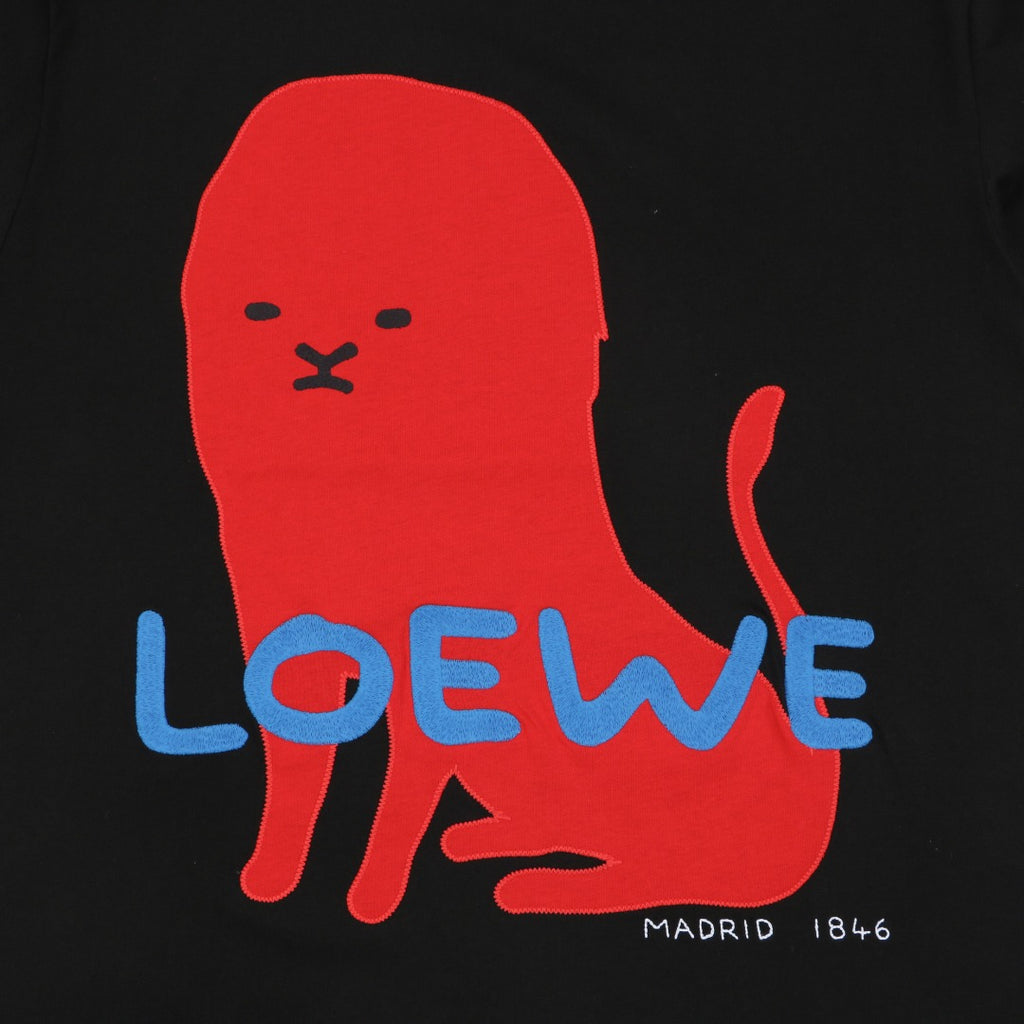Loewe Big Red Beast Appliqué Embroidered Tee – Black