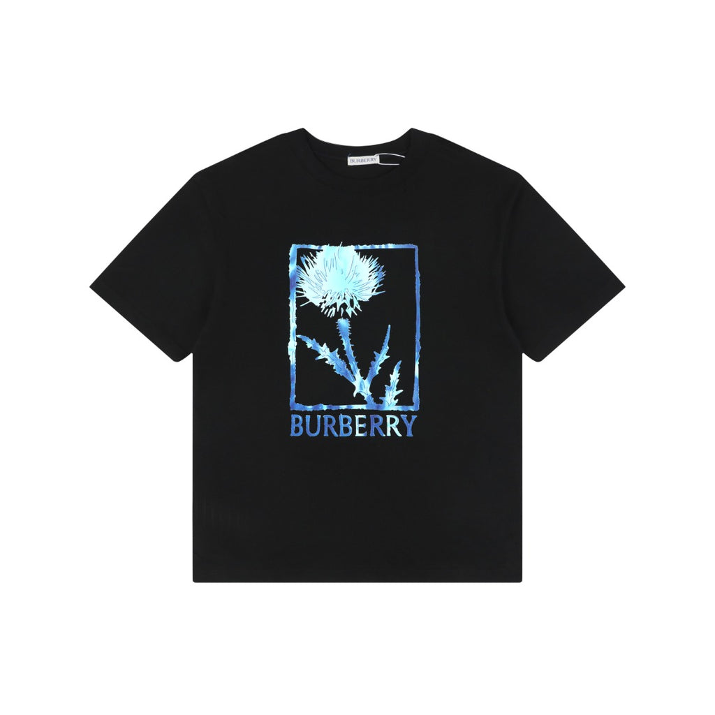 Burberry Thistle Floral Logo Print Short-Sleeve Tee Black