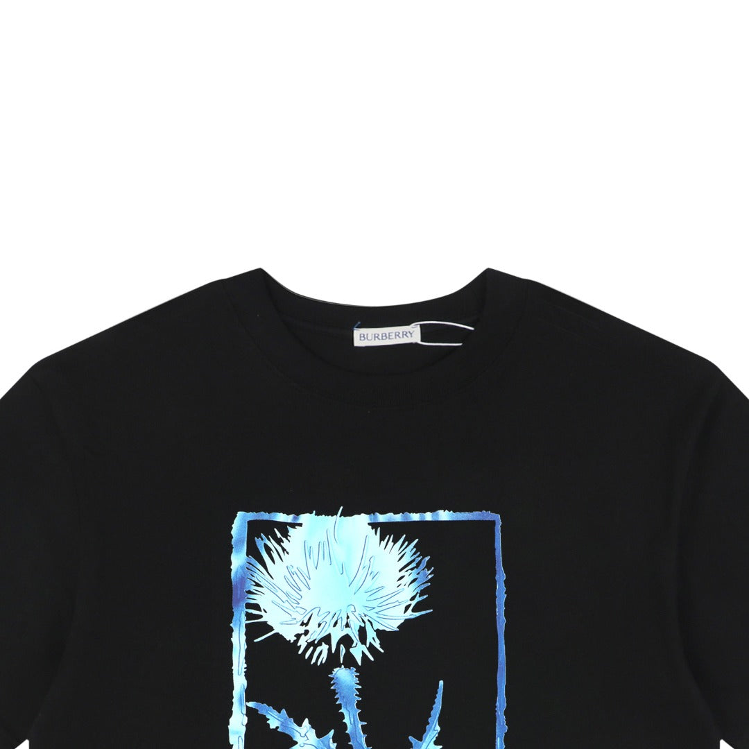 Burberry Thistle Floral Logo Print Short-Sleeve Tee Black