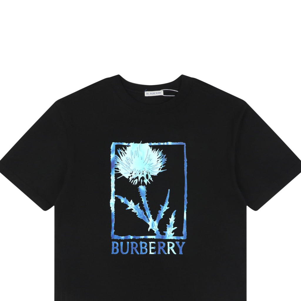 Burberry Thistle Floral Logo Print Short-Sleeve Tee Black