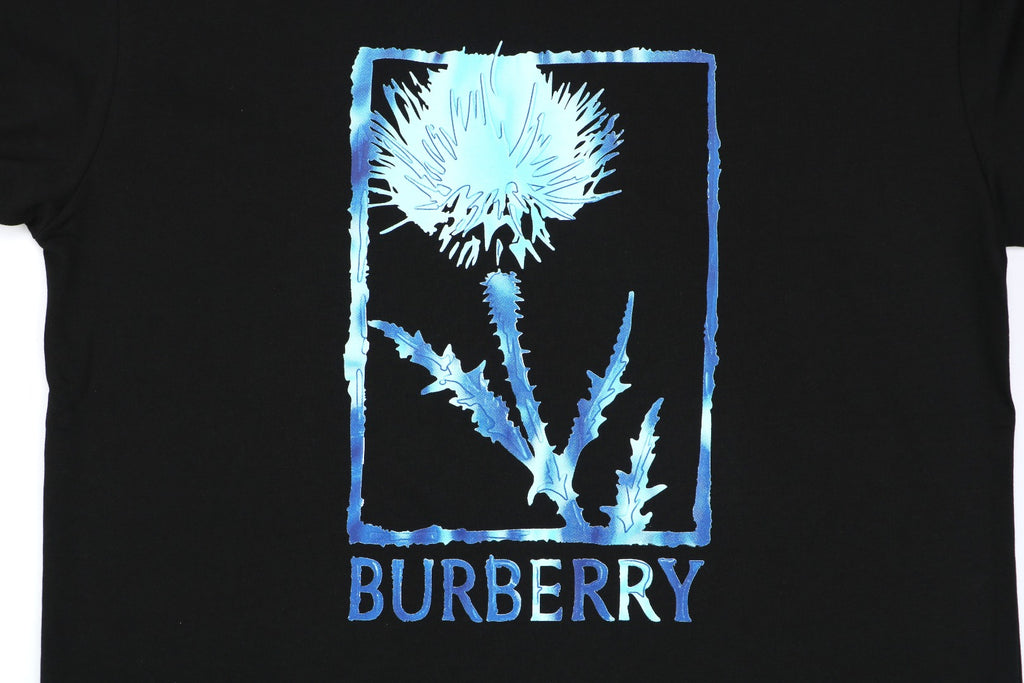 Burberry Thistle Floral Logo Print Short-Sleeve Tee Black