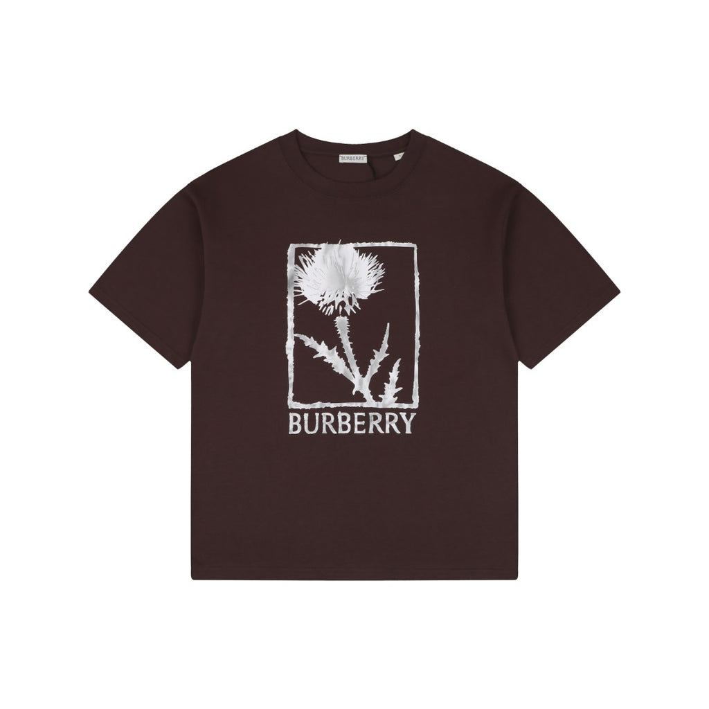 Burberry Thistle Floral Logo Print Short-Sleeve Tee Brown