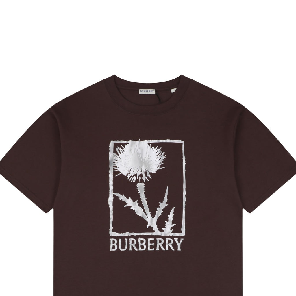 Burberry Thistle Floral Logo Print Short-Sleeve Tee Brown