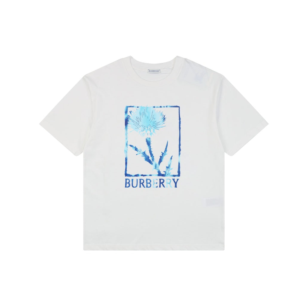 Burberry Thistle Floral Logo Print Short-Sleeve Tee White