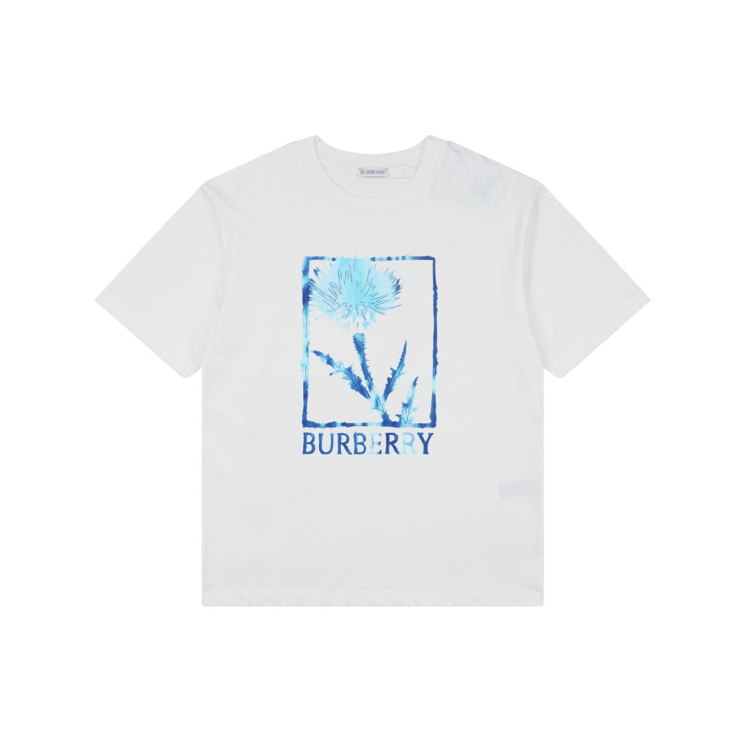 Burberry Thistle Floral Logo Print Short-Sleeve Tee White