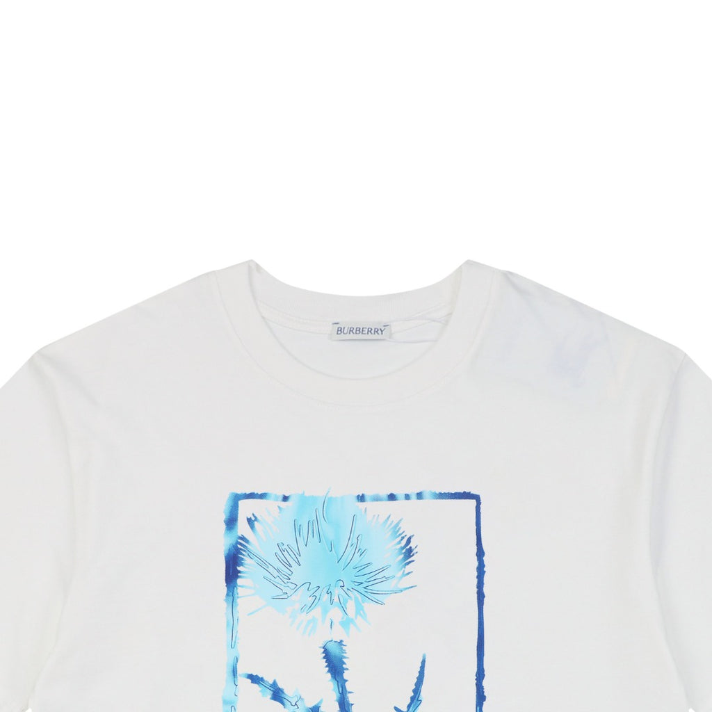 Burberry Thistle Floral Logo Print Short-Sleeve Tee White