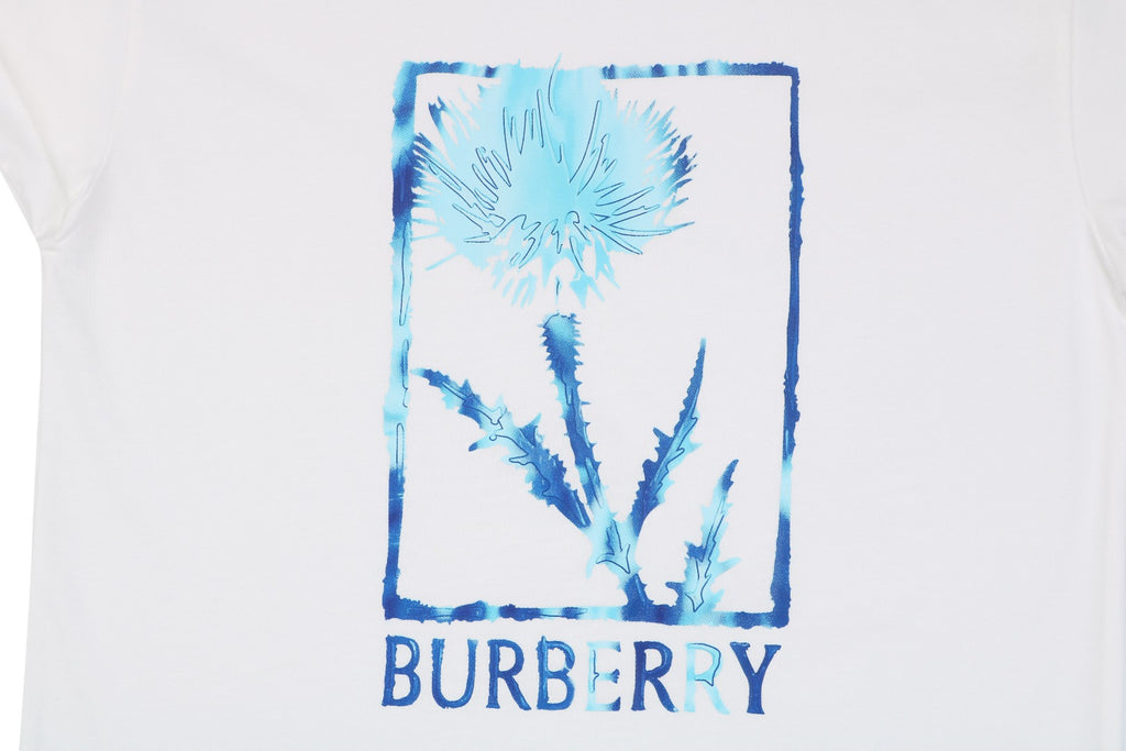 Burberry Thistle Floral Logo Print Short-Sleeve Tee White