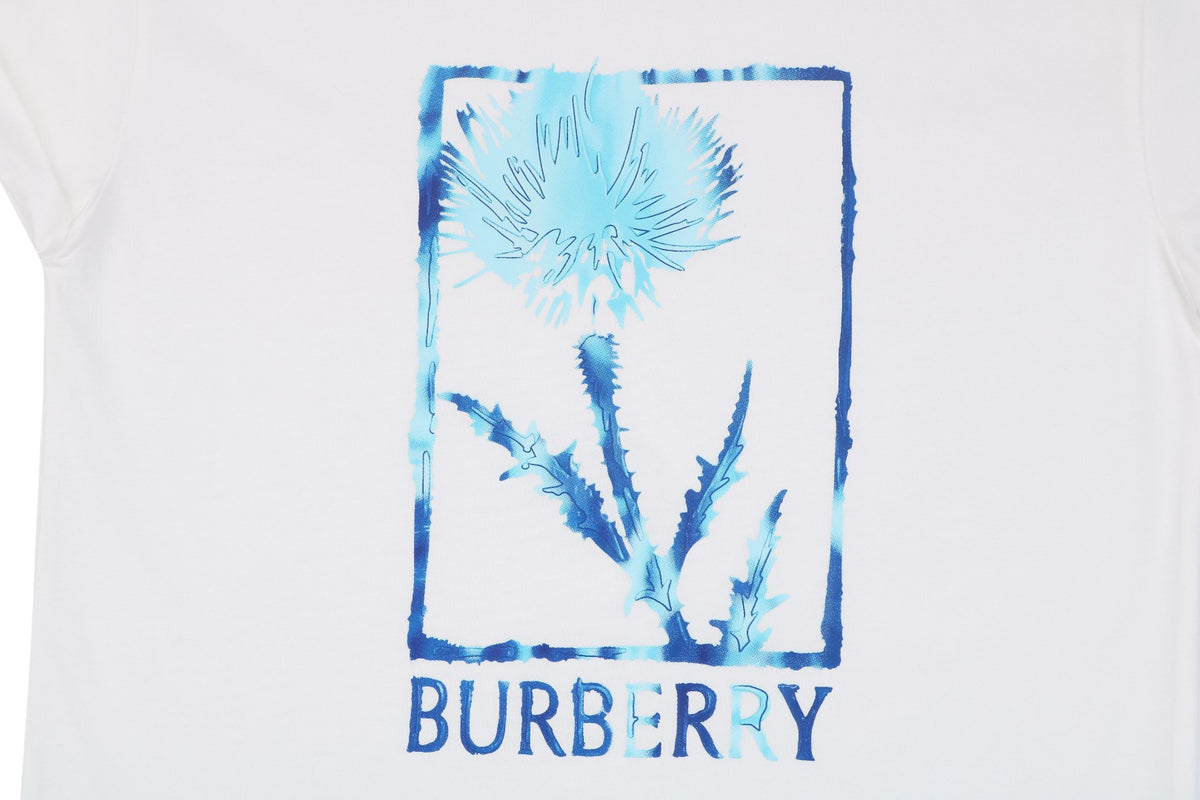 Burberry Thistle Floral Logo Print Short-Sleeve Tee White