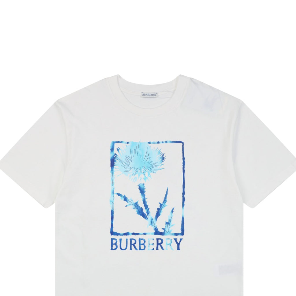Burberry Thistle Floral Logo Print Short-Sleeve Tee White