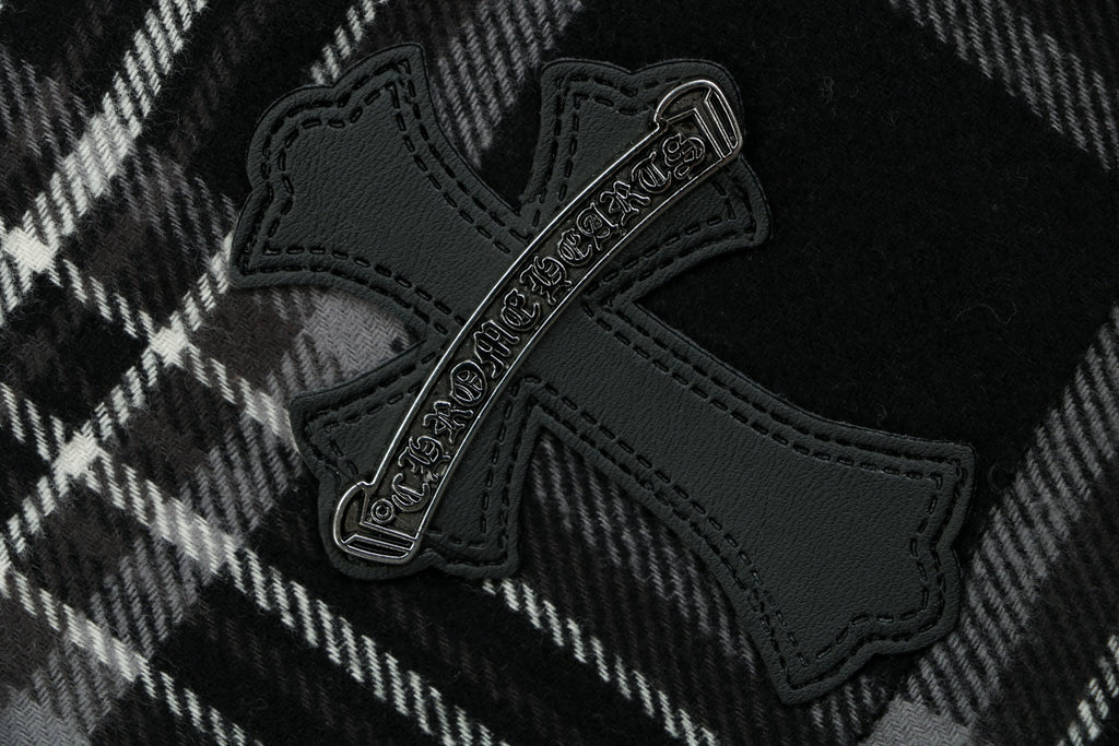 Chrome Hearts Plaid Cross Leather Patch 3/4 Shorts Black