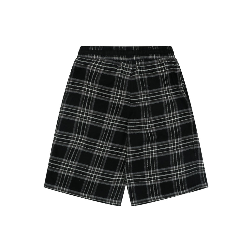 Chrome Hearts Plaid Cross Leather Patch 3/4 Shorts Black