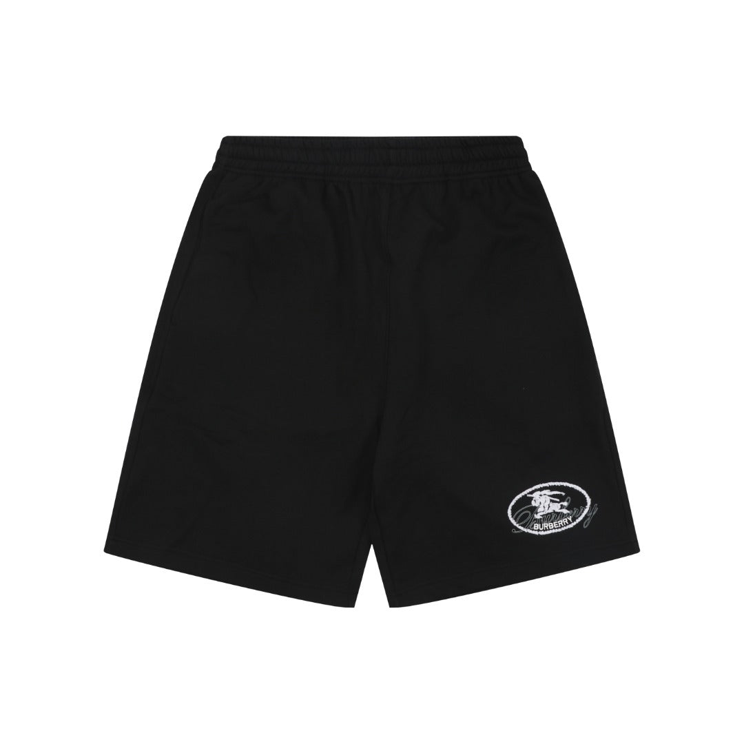 Burberry Oval Equestrian Knight Embroidered Shorts Black