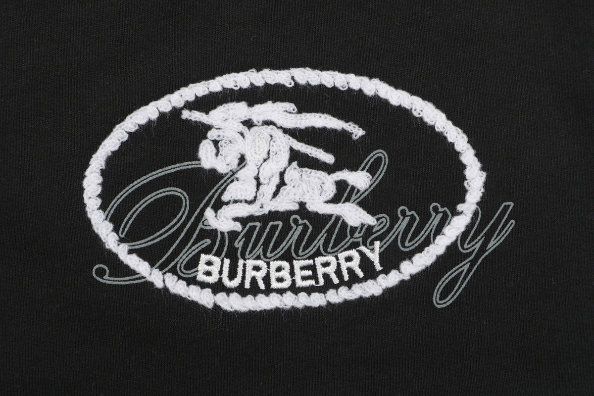 Burberry Oval Equestrian Knight Embroidered Shorts Black