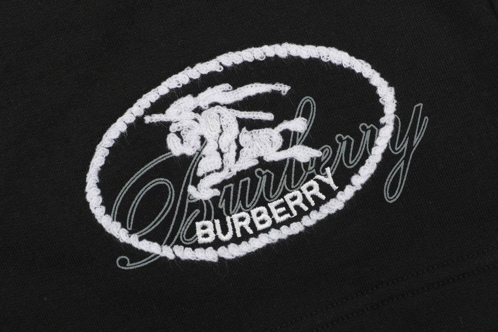 Burberry Oval Equestrian Knight Embroidered Shorts Black