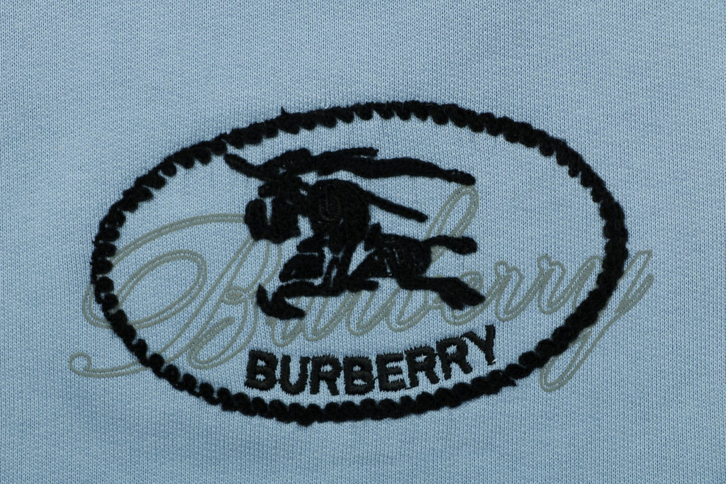 Burberry Oval Equestrian Knight Embroidered Shorts Blue
