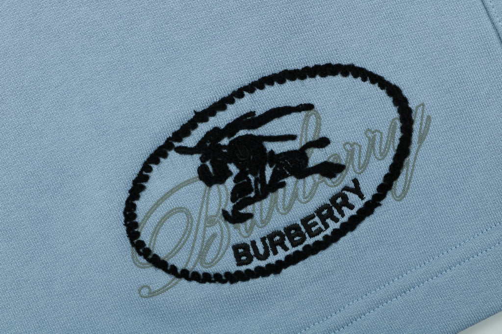 Burberry Oval Equestrian Knight Embroidered Shorts Blue