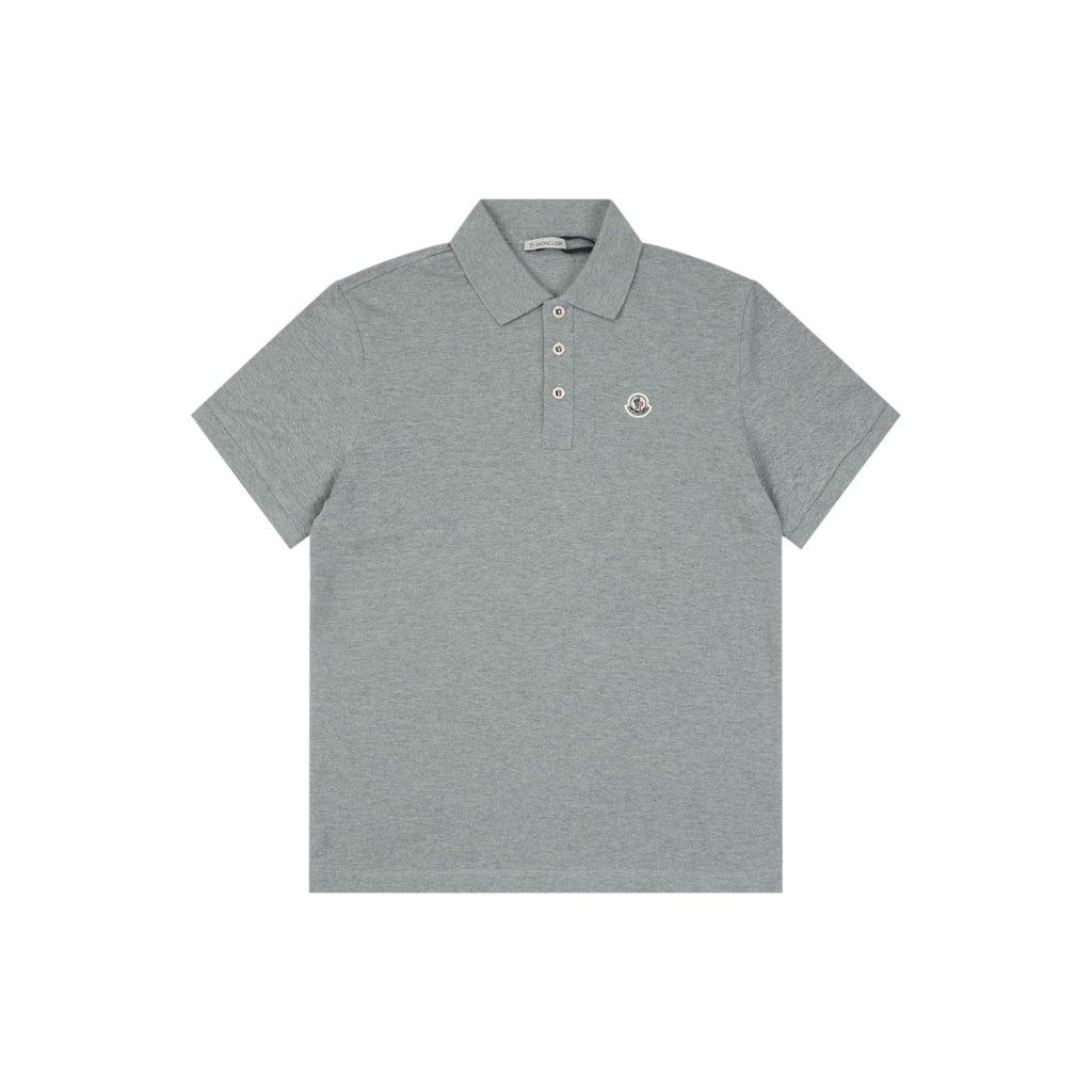 Moncler Grosgrain Button Placket Polo Shirt Grey
