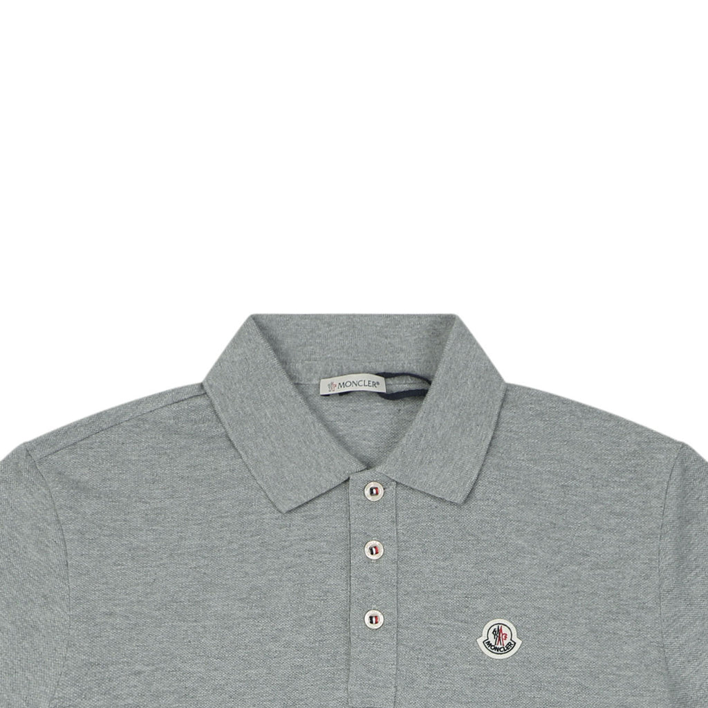 Moncler Grosgrain Button Placket Polo Shirt Grey