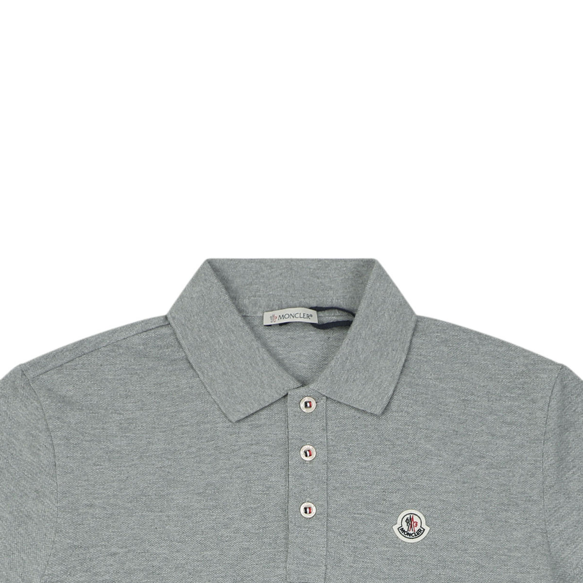 Moncler Grosgrain Button Placket Polo Shirt Grey