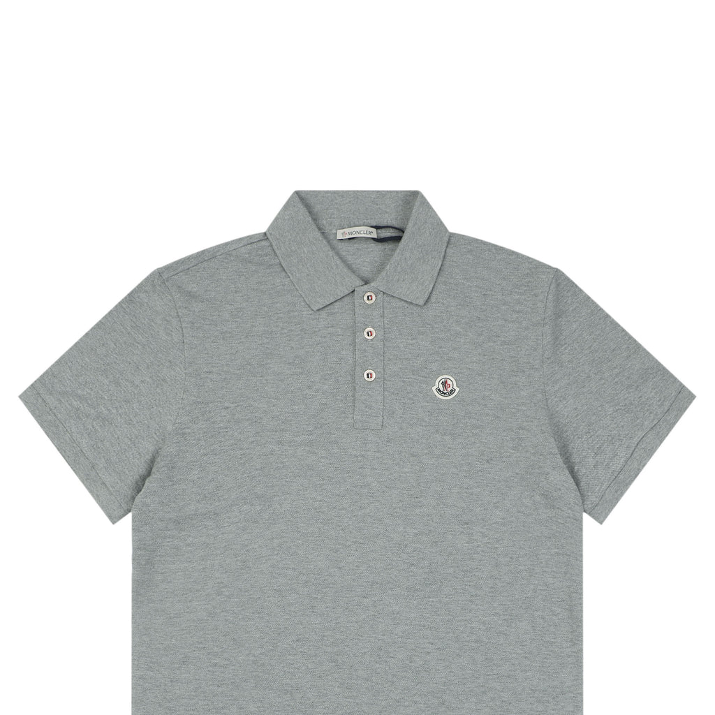 Moncler Grosgrain Button Placket Polo Shirt Grey