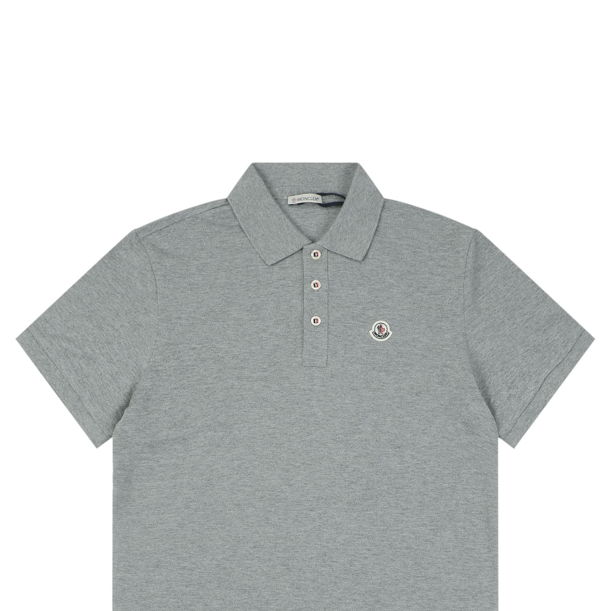 Moncler Grosgrain Button Placket Polo Shirt Grey
