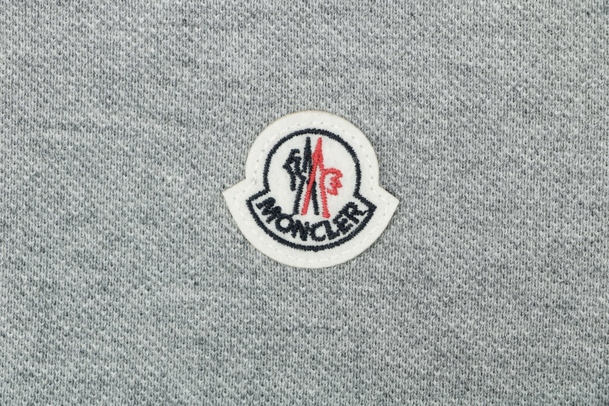 Moncler Grosgrain Button Placket Polo Shirt Grey