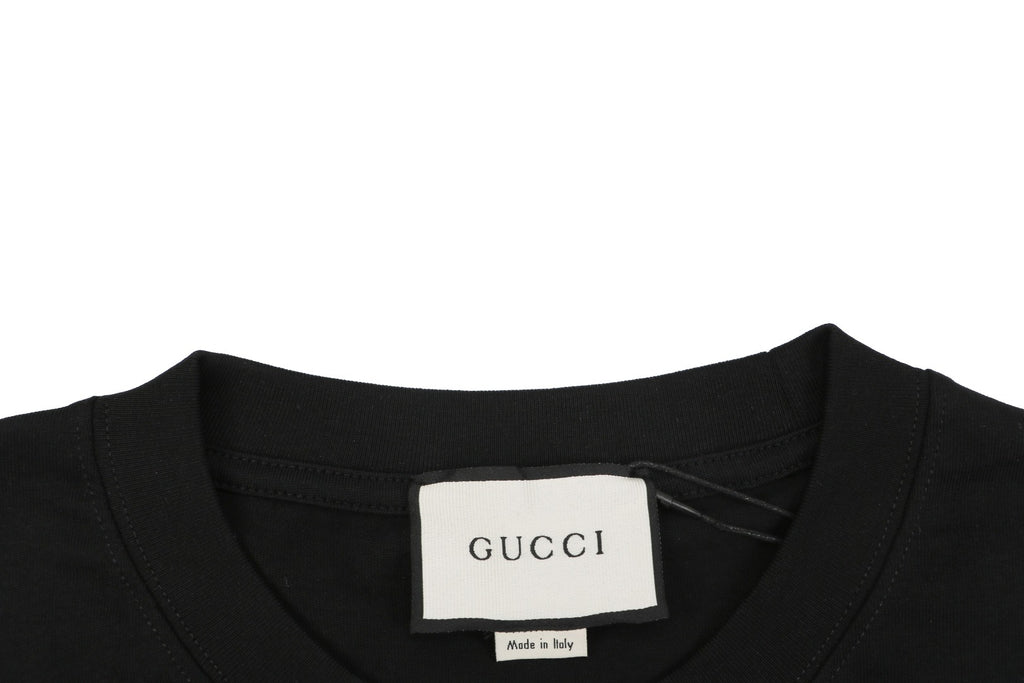Gucci 1921 Interlocking Double G Green Embroidered Tee Black
