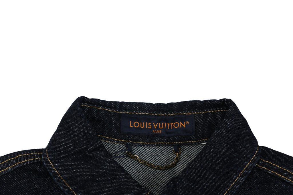 Louis Vuitton LV Monogram Leather Tab Denim Shirt Jacket Indigo