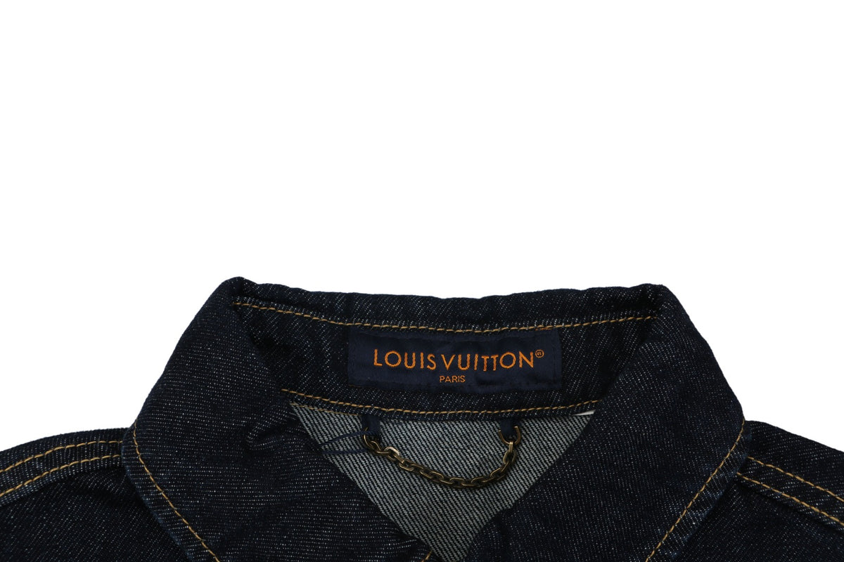 Louis Vuitton LV Monogram Leather Tab Denim Shirt Jacket Indigo